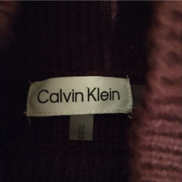 Calvin Klein fuzzy ribbed purple eyelash stripe sweater size M - Picture 4 of 4